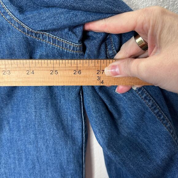 Versace Blue Denim Long Sleeve Pearl Snap Yellow Versace Logo Shirt 41 / Medium - Picture 15 of 16